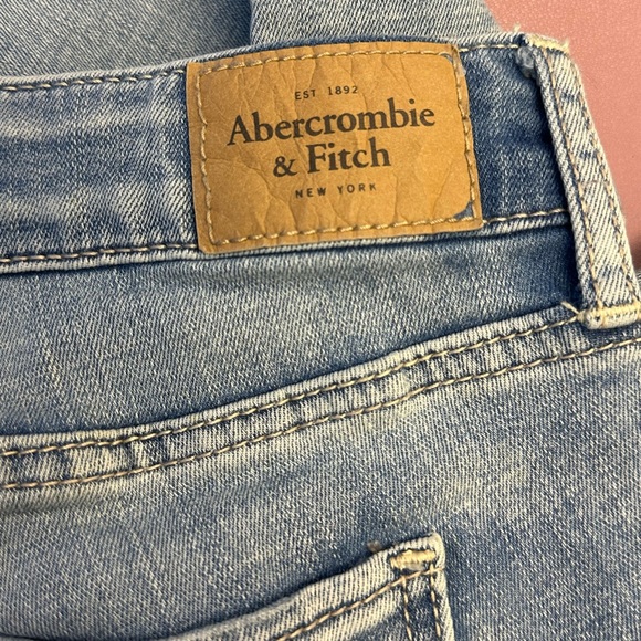 ABERCROMBIE & FITCH WOMENS SUPER SKINNY 4s 27W X 29L BLUE RIPPED JEANS (b6) - Picture 3 of 4